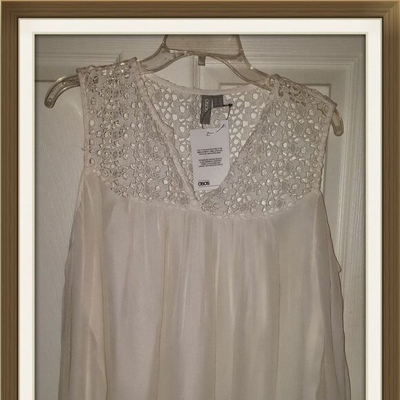 ASOS LACE EMBELLISHED OPEN SHOULDER BLOUSE - Picture 1 of 7